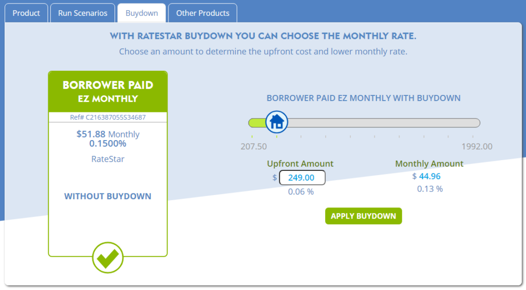 RateStar Buydown Calculation Screenshot